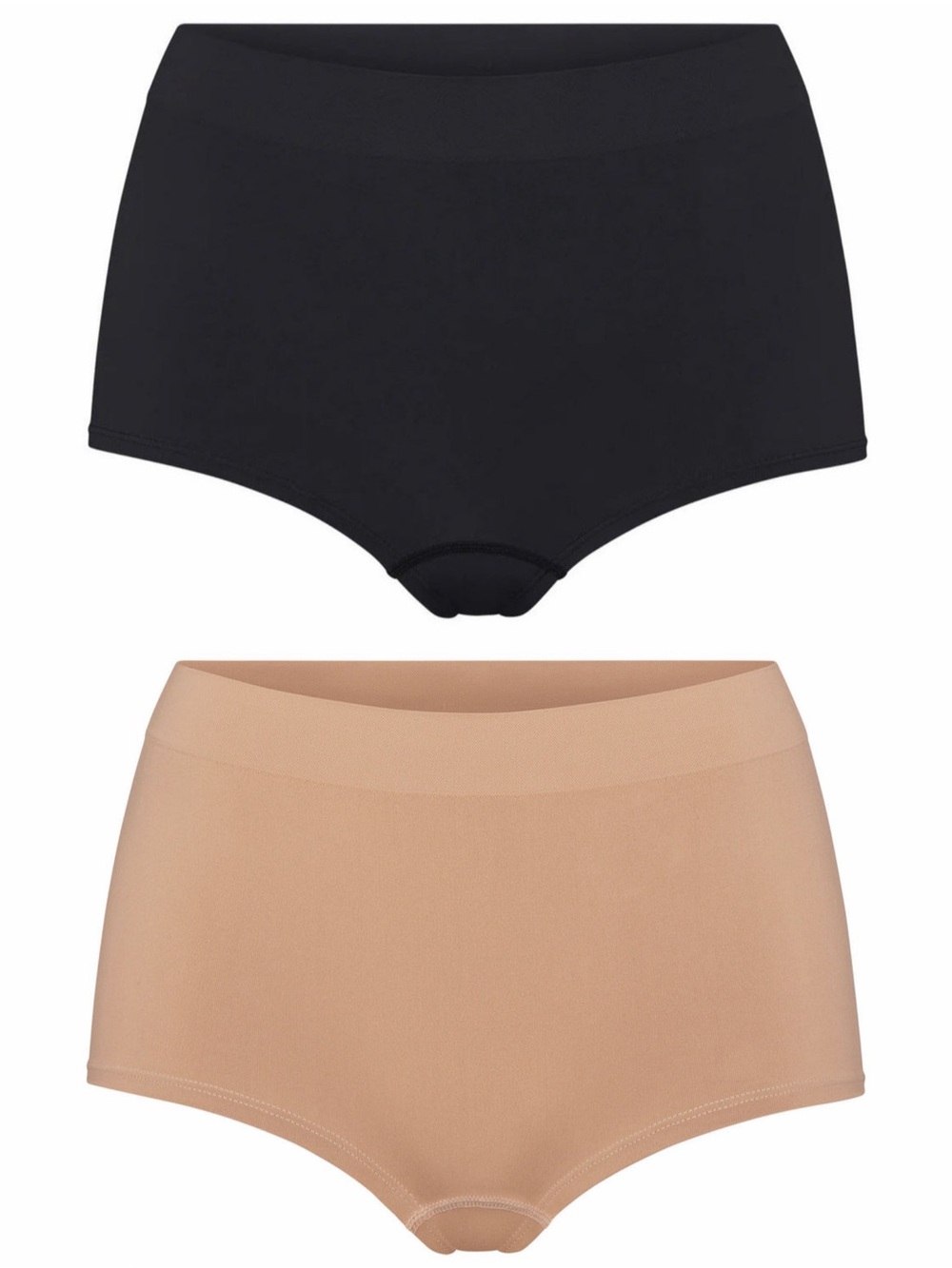 SKIMS Set of 2 Smoothing Layers Seamless Boy Short M Clay Beige Onyx Black